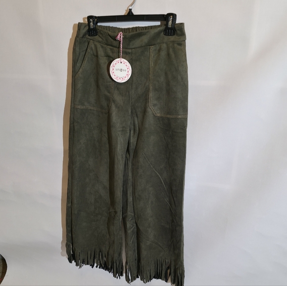Umgre Olive Green Women's Fringe Pants - Picture 5 of 5